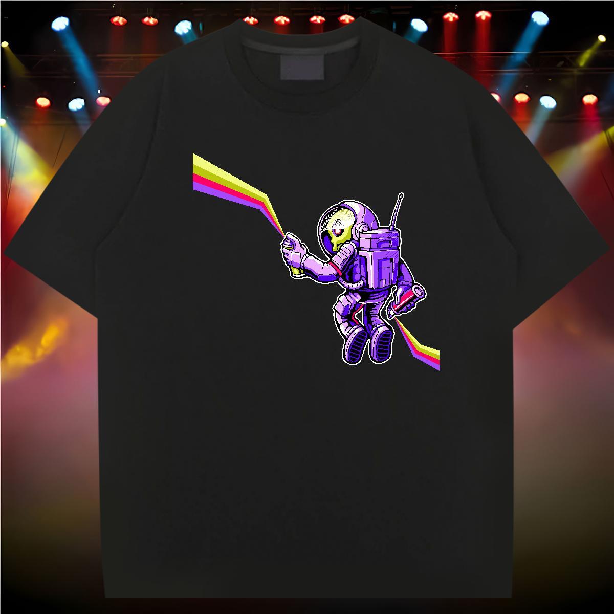 T-Shirts 230g 100% Cotton cosmonaut Hip Hop Street Breathable Soft DIY Printed Men Tshirts Custom Loose Fit Wear