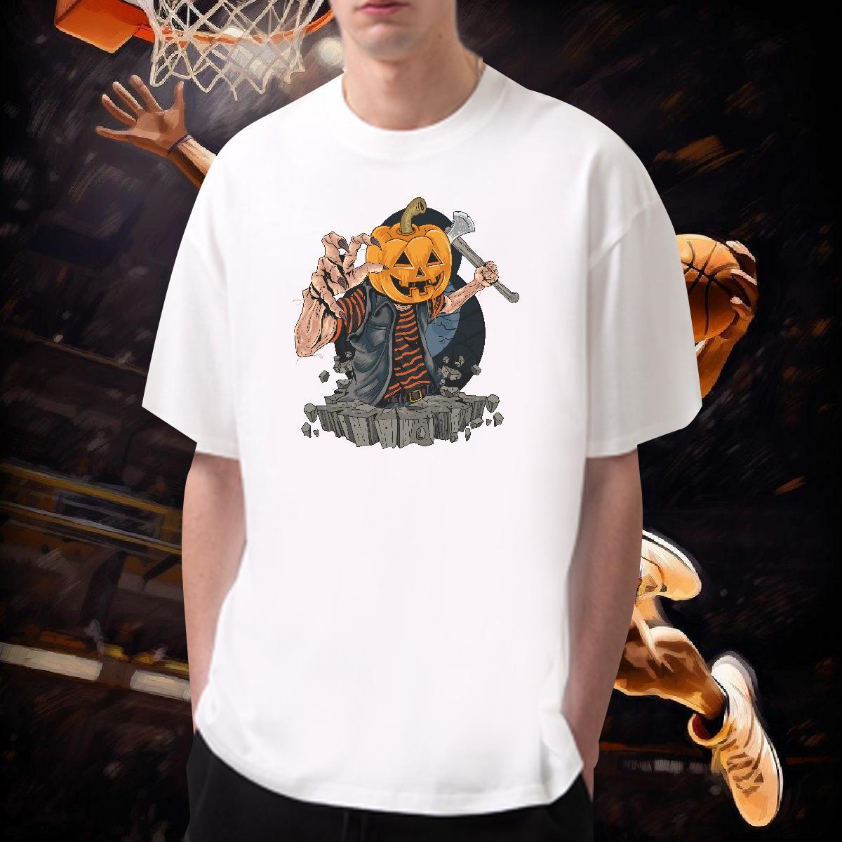 T Shirt For Man 230g 100% Cotton pumpkin Street Wear Breathable Crew Neck Plus Size Cartoon Men Tees Factory Direct High Quality Tees Shirts