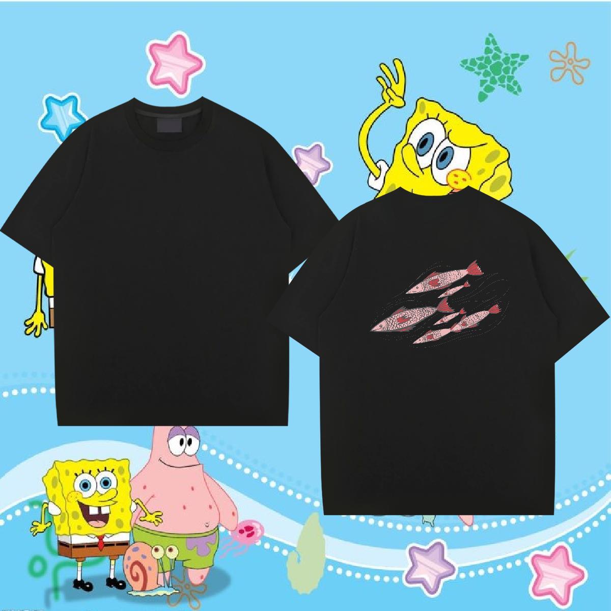 Casual New Mens T Shirts 230g 100% Cotton fish Street Casual Tshirts Short Sleeve O-Neck Wholesale Couples T Shirts Custom Cartoon