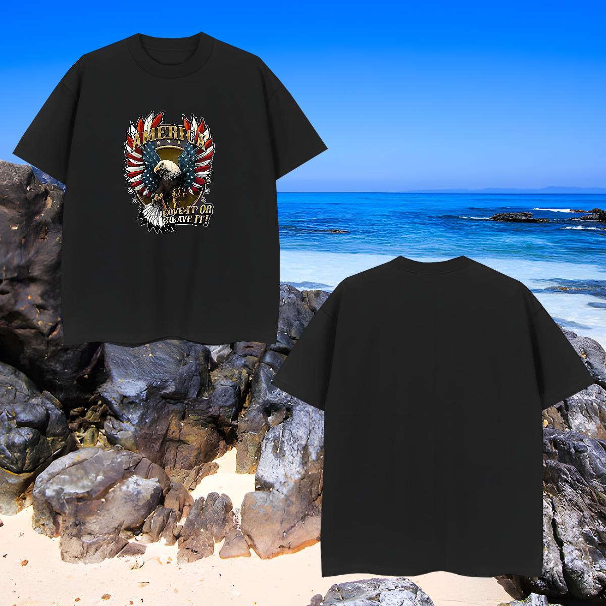 Comfortable Mens Tshirts 230g 100% Cotton eagle Man T Shirts Spring Summer Round Neck Short Sleeve Custom Printing Fashion New Clothings