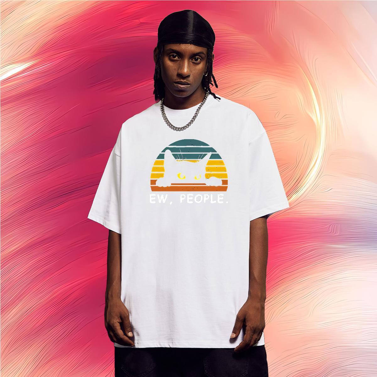 2024 Designer T-Shirts for Men 230g 100% Cotton cat Casual Beach Tops Breathable Short Sleeve Soft Men Tops Tees Custom Print Oversized