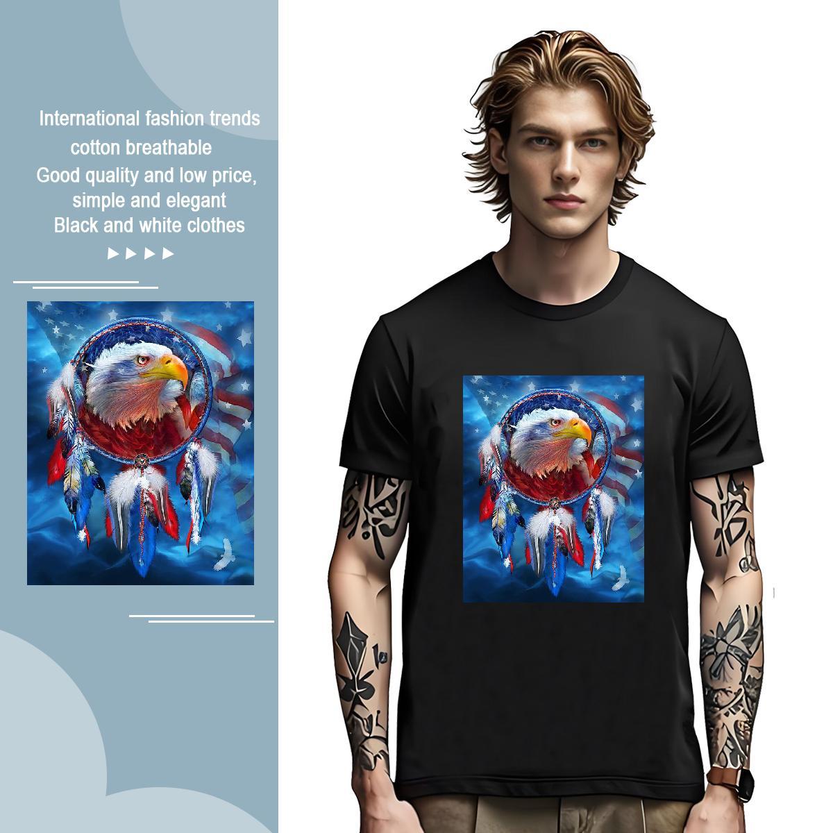 T shirt 100% Cotton 230g eagle Street Wear O Neck Short Sleeves Oversized 4XL Men Tshirts DIY Customized Comfortable Polos