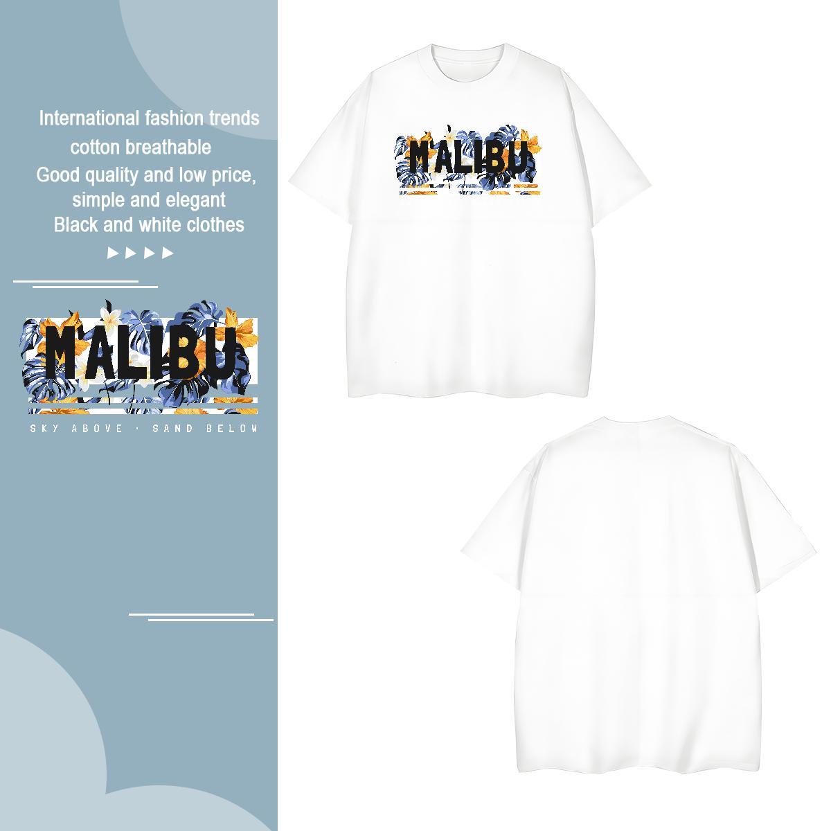 T-Shirts for Men 230g 100% Cotton flower Hip Hop Breathable Crew Neck Asian Size Mens Tshirts New Arrival Cool Clothes