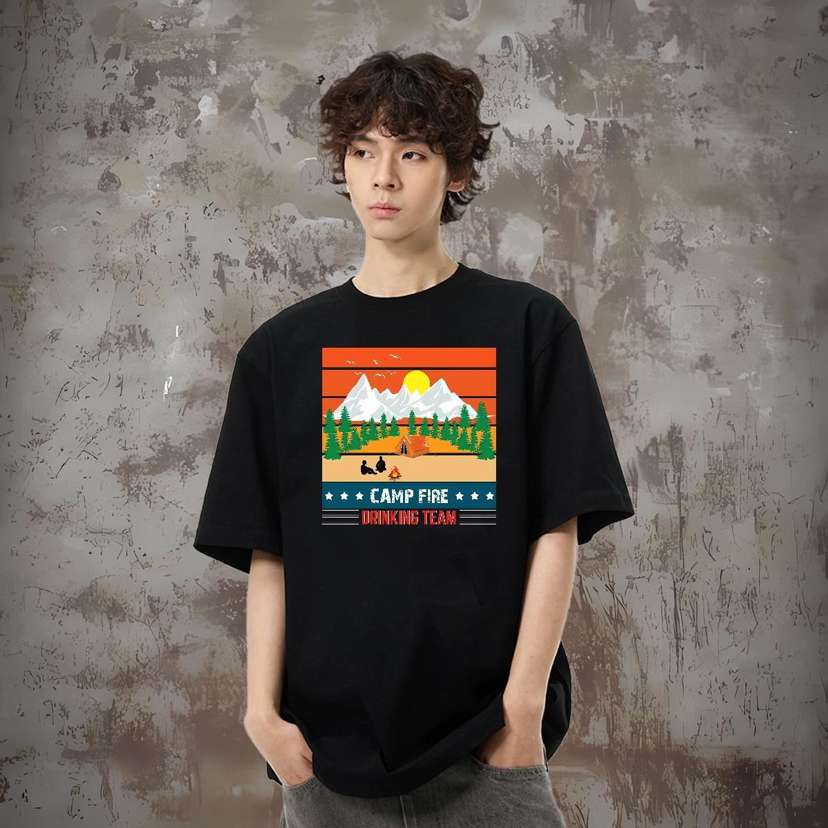 Fashion Design T-Shirts for Men 230g Cotton tree Hip Hop Street Wear Breathable Crew Neck Brand Men Tees DIY Logo Oversized