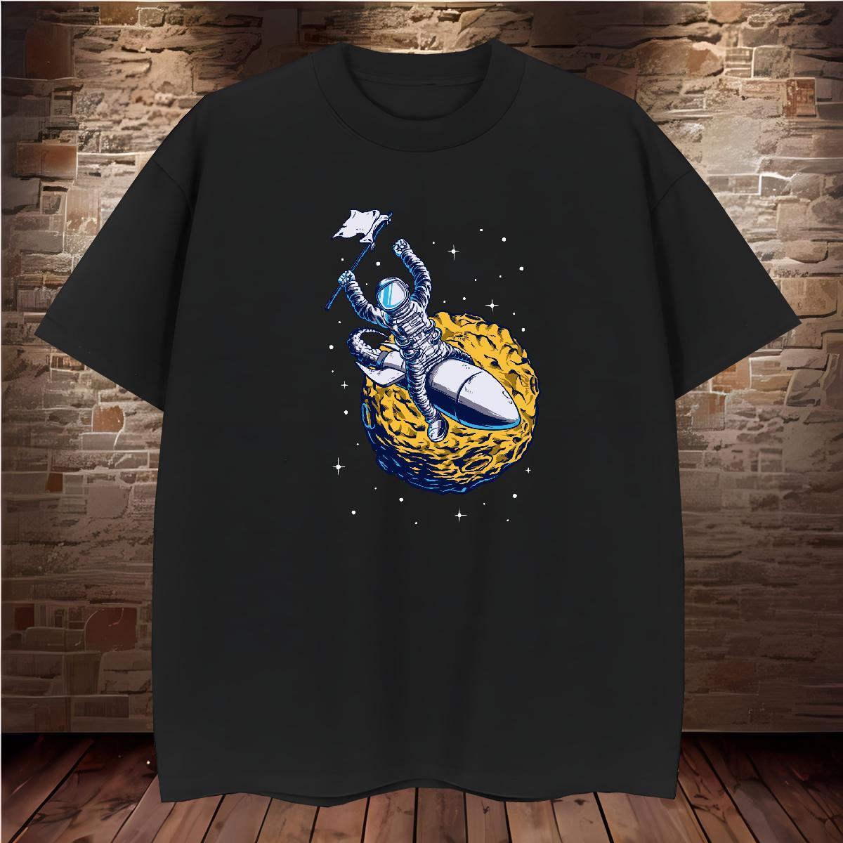 T shirt 230g Pure Cotton cosmonaut Street O Neck Short Sleeves Skull Tshirt for Man Woman DIY Customized TOP Quality Tops Shirt