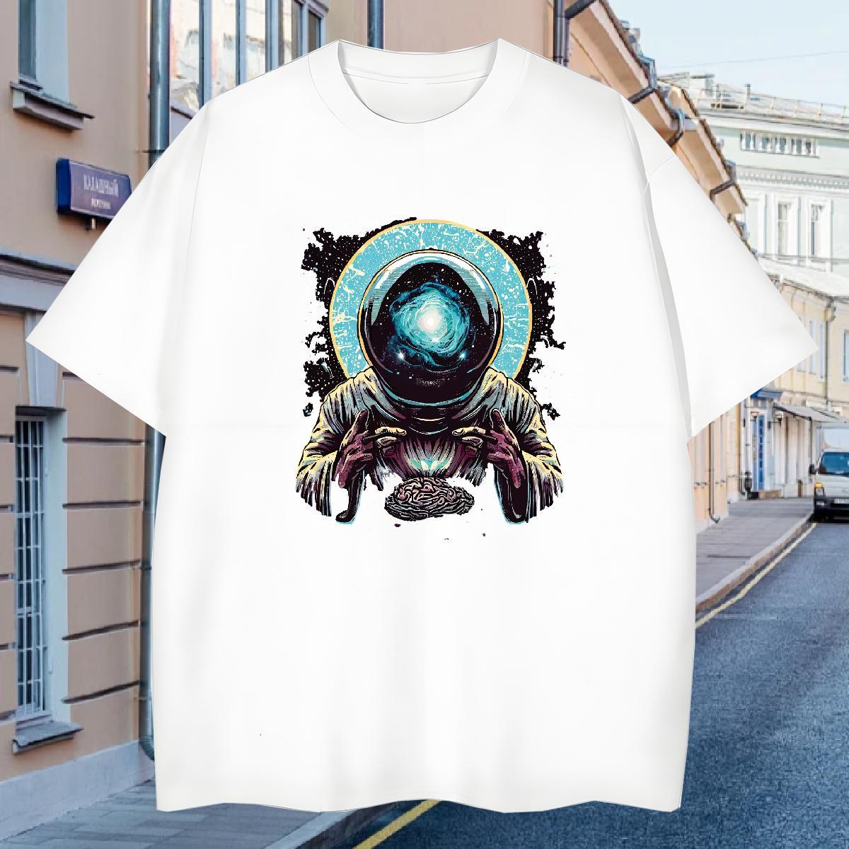 T Shirts Men 230g 100% Cotton universe Casual Breathable Crew Neck White Plus Size Tshirt for Man Woman Customized Brand Tops Tees