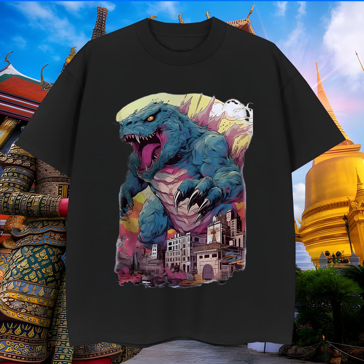 Free Shipping Tshirt for Man Woman 230g Pure Cotton dinosaur T-Shirts for Men Street Crew Neck Breathable Asian Size Fashion Designer Tee Shirt