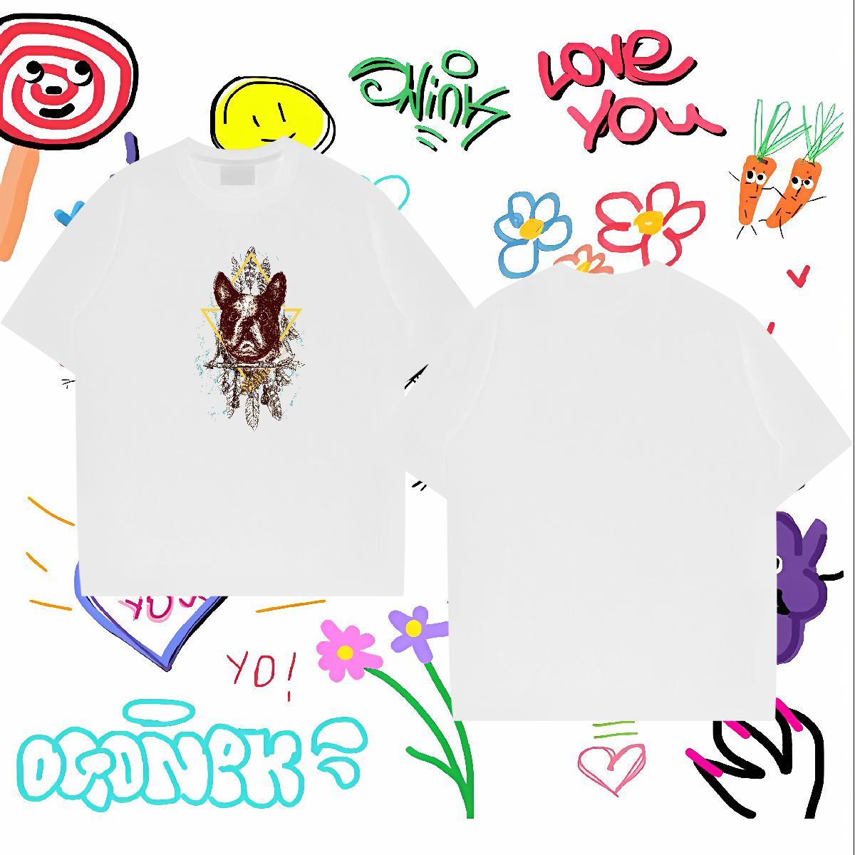 Brand Man T Shirts 230g 100% Cotton dog High Street Hip Hop Tees Shirts Crew Neck Soft Men Tops Tees Custom Anime
