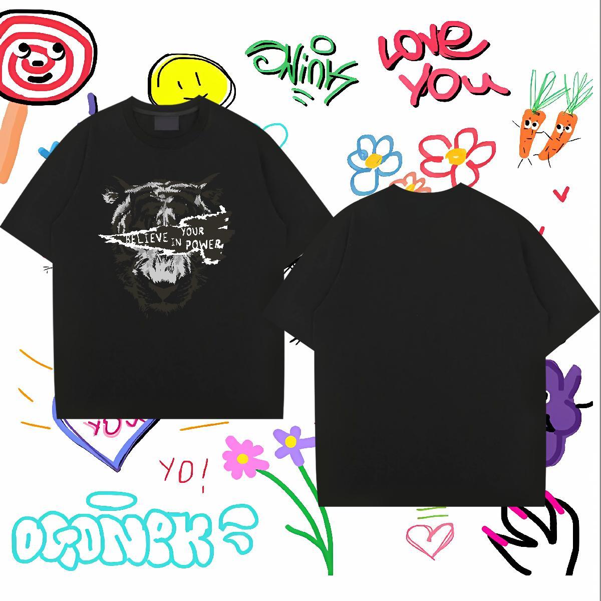 Fashion New T-Shirts 100% Cotton 230g tiger Street Clothings Crew Neck Breathable Cool Tshirt for Man Woman Custom Printing