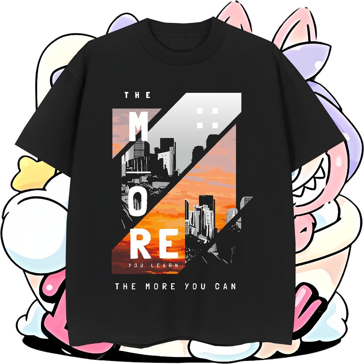 2024 New Mens T Shirts 230g Cotton Tall buildings, streets Street Top Tees Breathable Short Sleeve Free Shipping Tshirts DIY