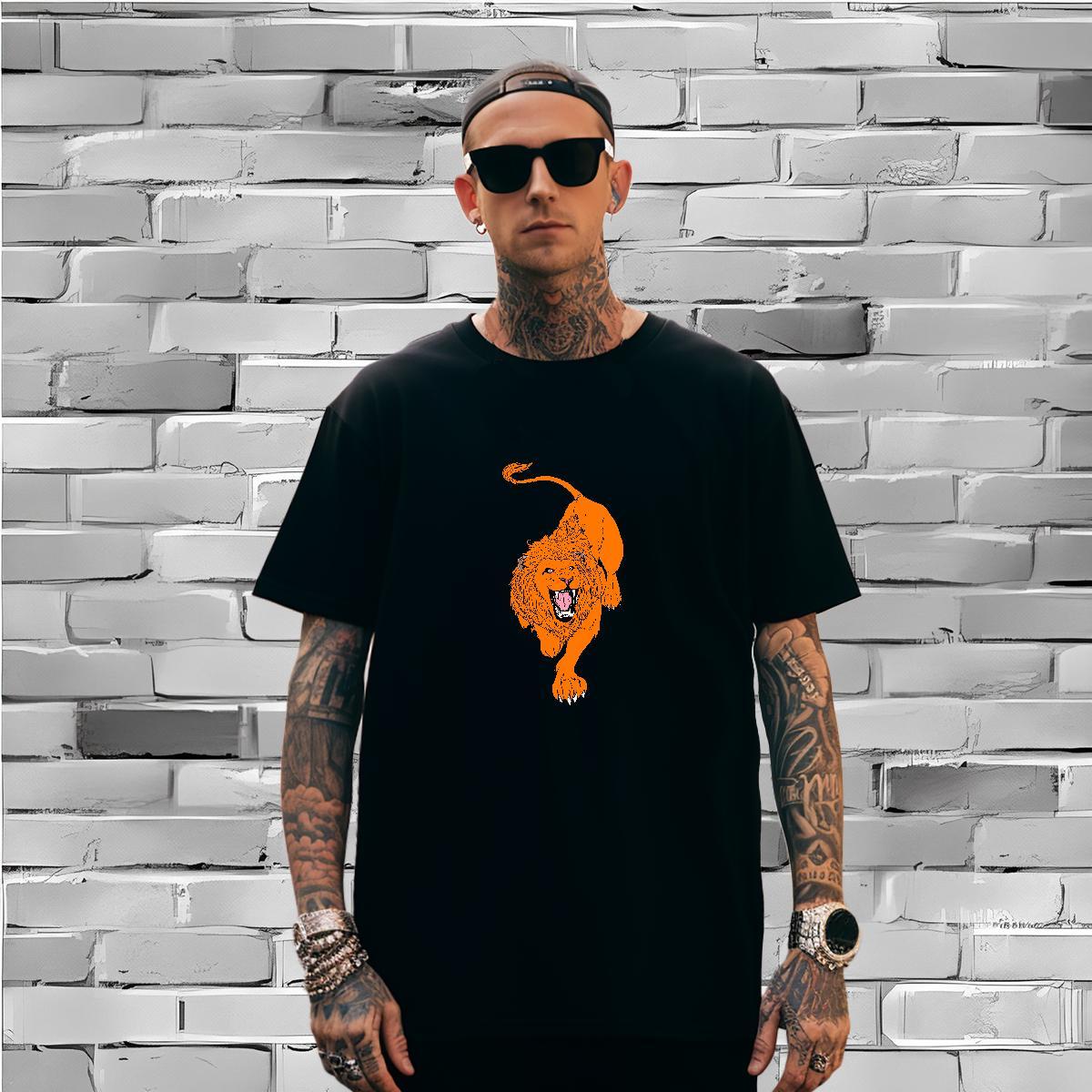 T-Shirts 230g Pure Cotton tiger Casual Daily Wear Breathable Short Sleeve Custom Cartoon Couples T Shirts 2024 Summer Cool Tee Shirt