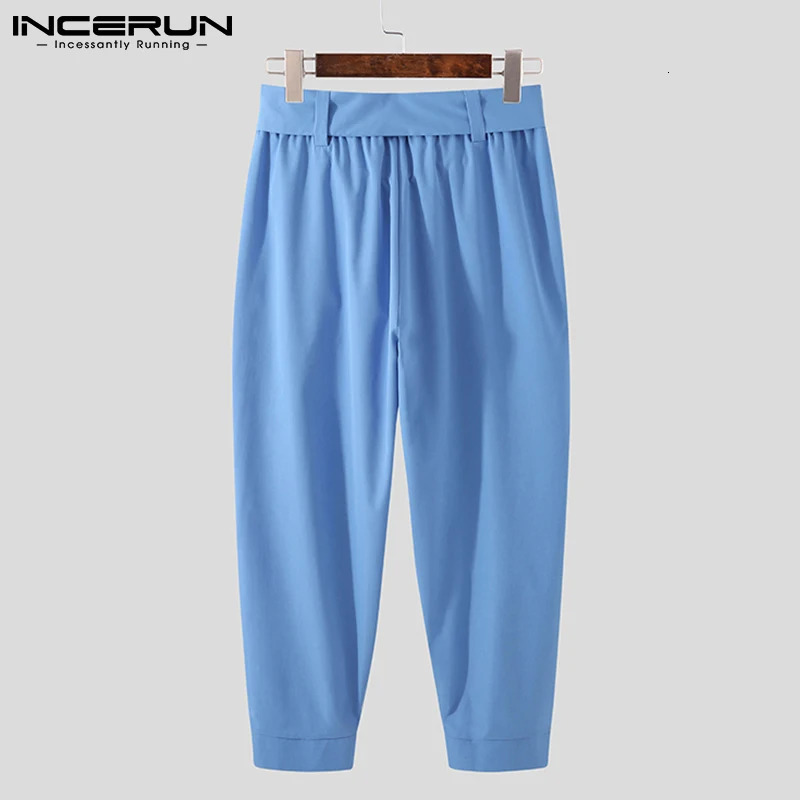INCERUN Mens Fashion Solid Color Pants Drawstring Leisure Harem Trouser Chinomens Loose Wide Leg Trousers S5XL 240806