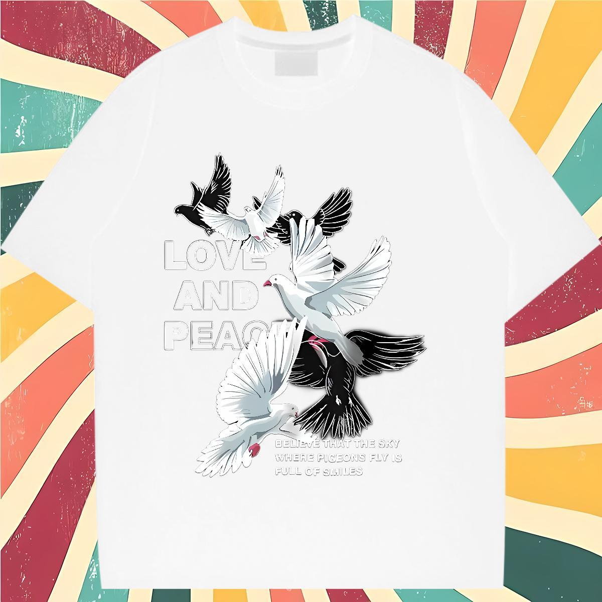 Loose fit T-Shirts for Women Breathable Short Sleeve Tshirt for Man Woman Cartoon Print eagle Hip Hop 230g Cotton New Polos