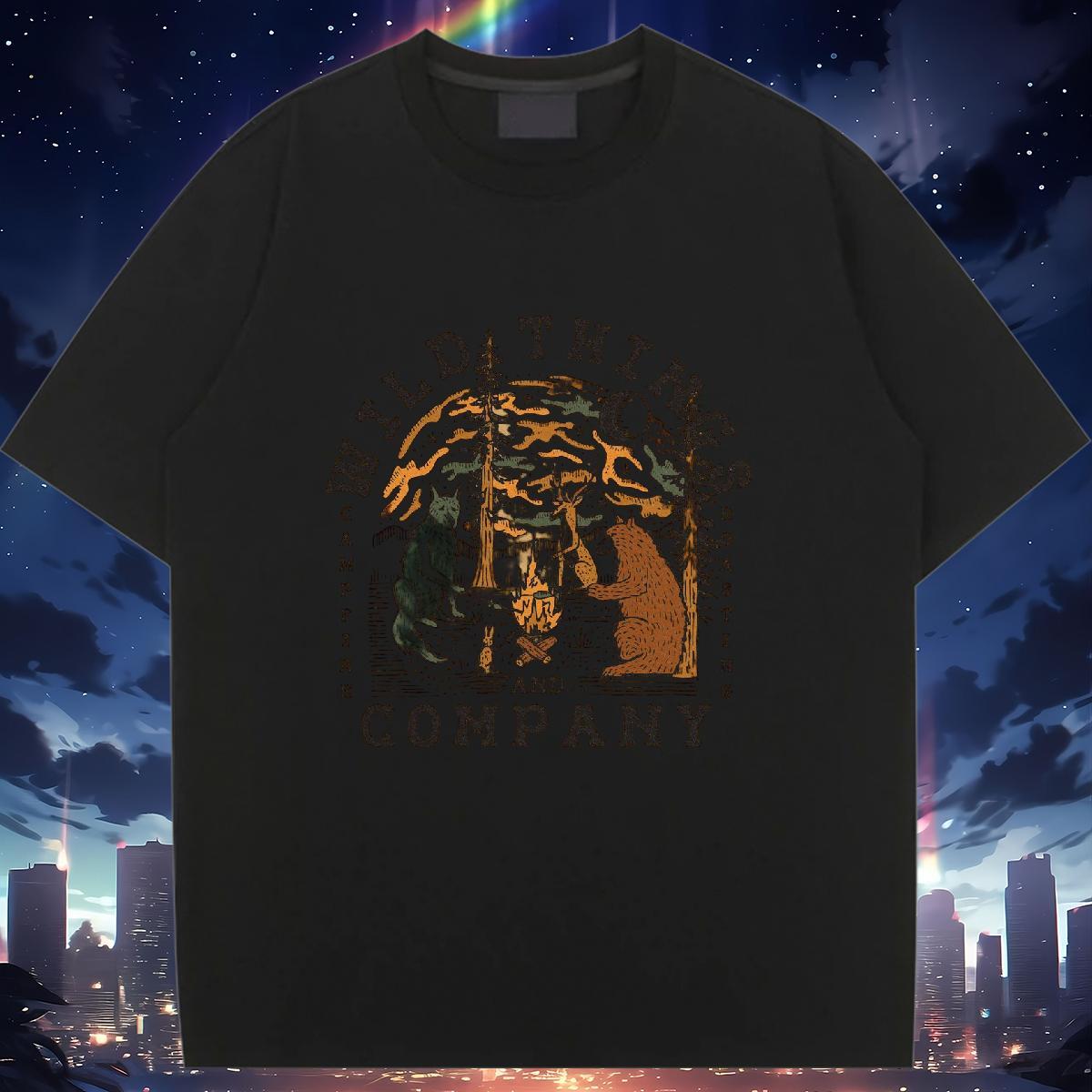 Comfortable T shirt Short Sleeve O-Neck Couples T Shirts White Plus Size tree Street Casual 230g Cotton 2024 DIY Tops