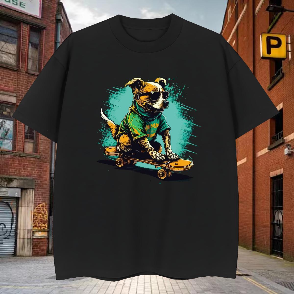 T Shirt For Man 230g 100% Cotton dog Hip Hop Pure Cotton Plus Size Custom Men Clothes T-Shirt Classic Casual Brand Tops Shirt