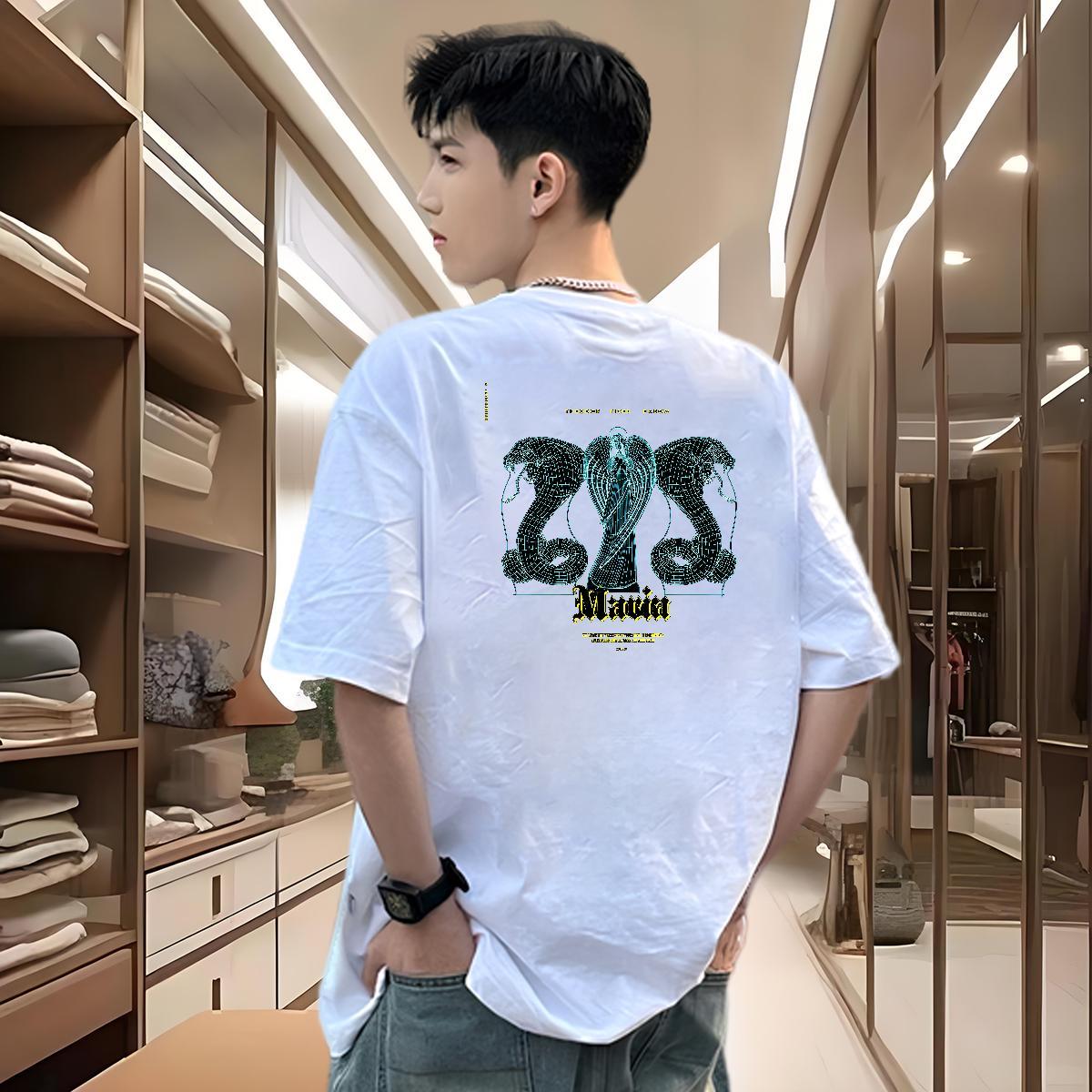 Wholesale Man T Shirts 230g 100% Cotton snake Sport Wear Breathable Short Sleeve Soft Mens Tshirts White Plus Size