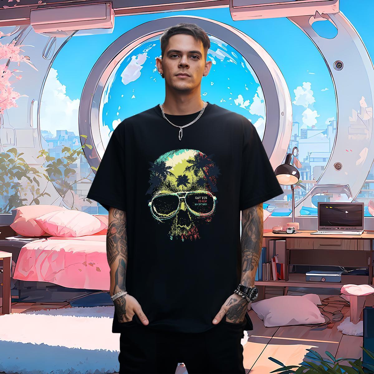 T shirt 230g 100% Cotton tree Sports Casual O Neck Short Sleeves DIY Printed Men Tees DIY Customized Loose Fit Wear