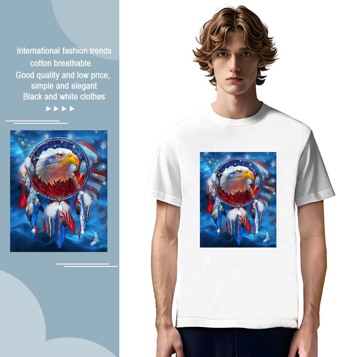 T shirt 100% Cotton 230g eagle Street Wear O Neck Short Sleeves Oversized 4XL Men Tshirts DIY Customized Comfortable Polos