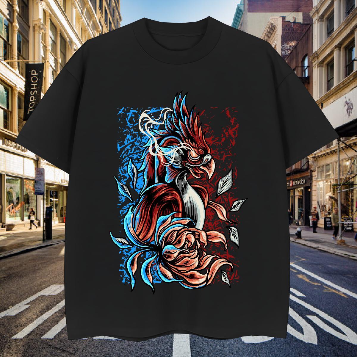 T Shirts Men 230g Cotton eagle Street Casual Breathable Soft Oversized 4XL Men Tops Tees Stylist Cool Tops Shirt