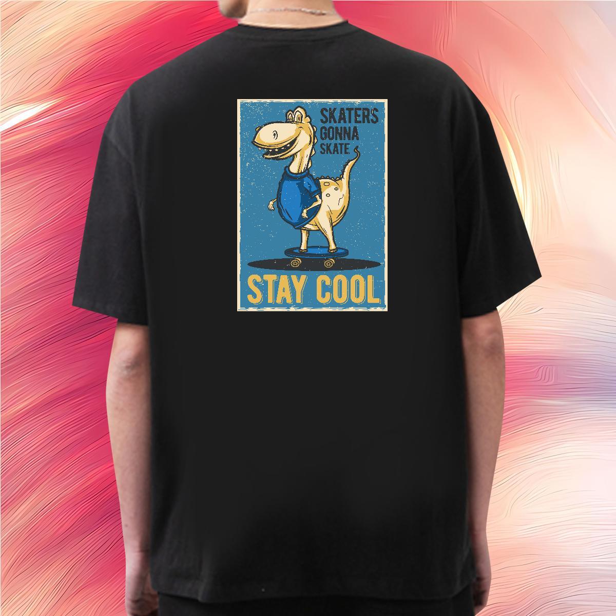 Classic Casual T shirt 230g Pure Cotton dinosaur Hip Hop Street Polos Round Neck Short Sleeve Loose Fit Men Tees Oversized