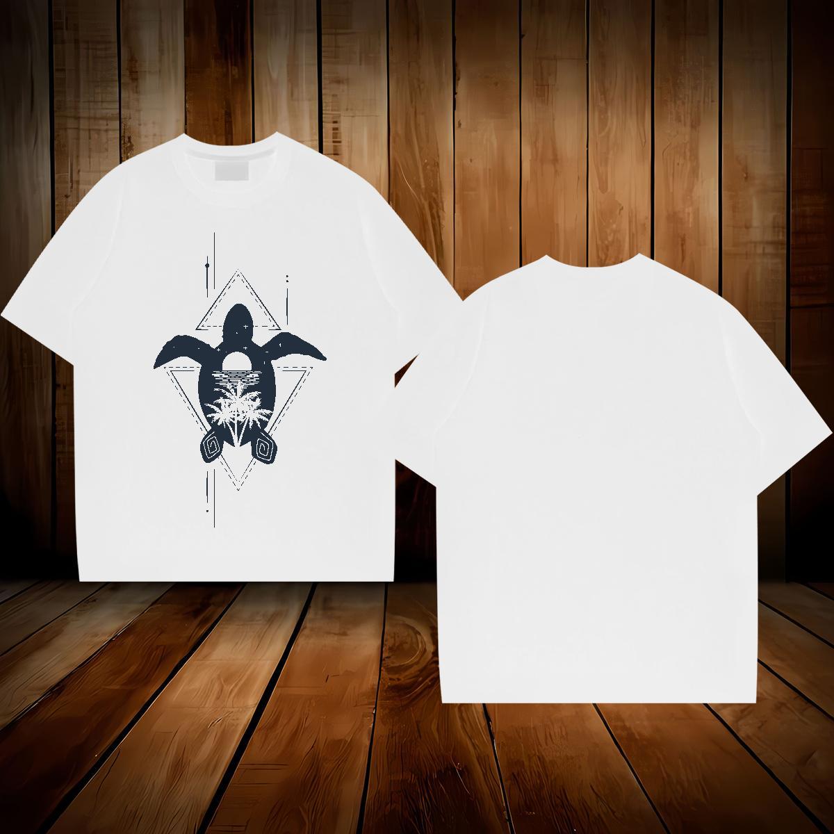 2024 Summer T Shirts Men 100% Cotton 230g Spring Summer Tops Tees Pure Cotton Loose Men Tees Cartoon Printing L-4XL