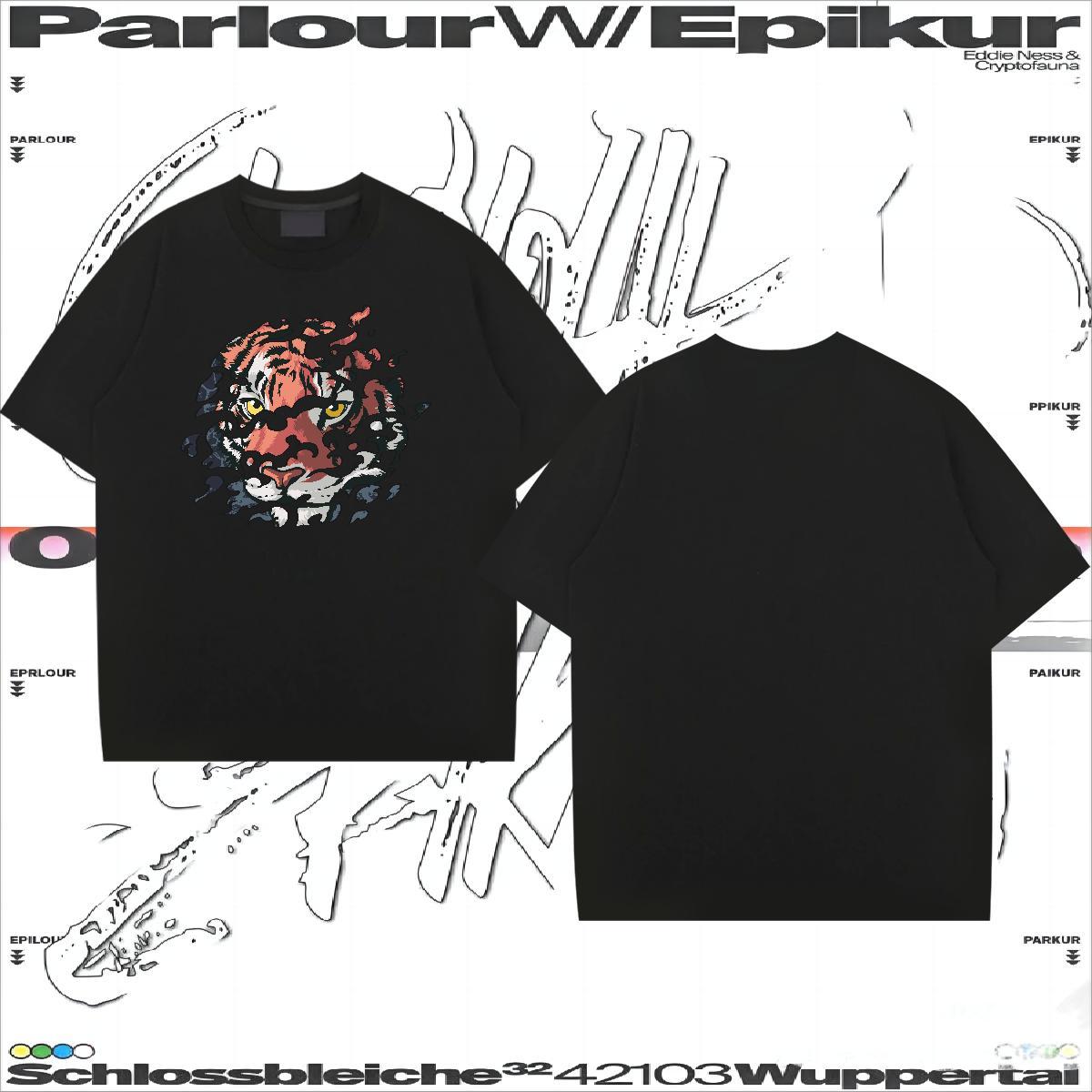 New Designer Mens T Shirts 100% Cotton 230g tiger Outdoor Polos Breathable Short Sleeve Wholesale Tshirts DIY