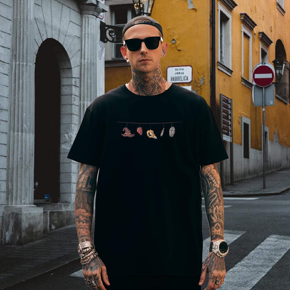 Man T Shirts 230g 100% Cotton halloween Casual Crew Neck Breathable Custom Anime Mens Tshirts DIY Customized Loose Fit Clothings