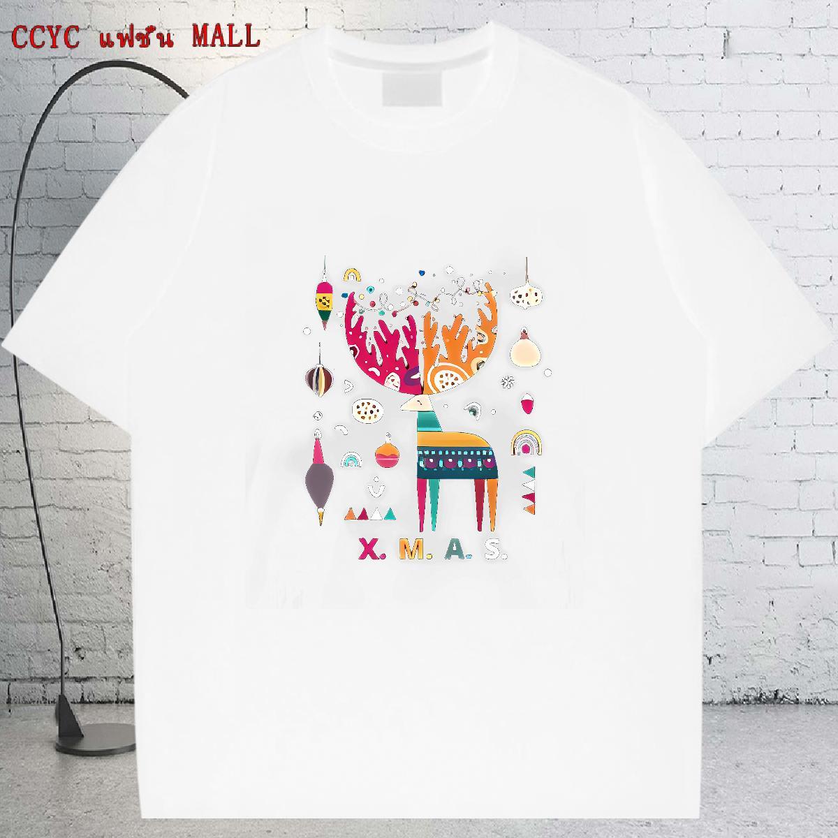 DIY Mens T Shirts 230g Pure Cotton Christmas Anime Printing Street Polos Short Sleeve O-Neck Cool Mens Tshirts Asian Size