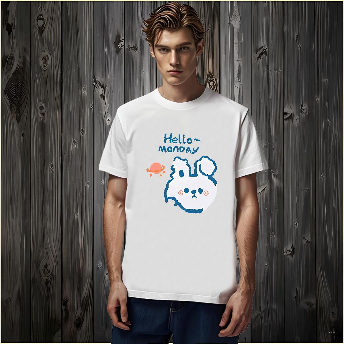 Classic Men T Shirts 230g 100% Cotton rabbit Street Wear Top Tees Breathable Crew Neck High Quality Men Tees Custom Print Oversized