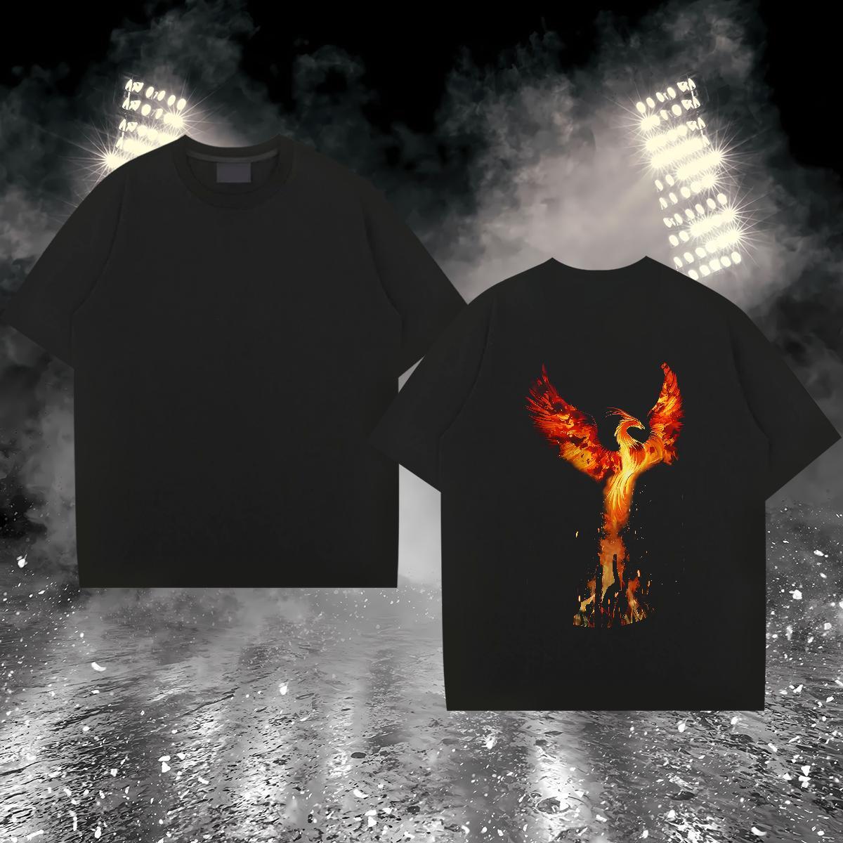 Fashion New T-Shirts for Men 230g 100% Cotton bird Street Polos Crew Neck Breathable Cool Men Tshirts Anime Print