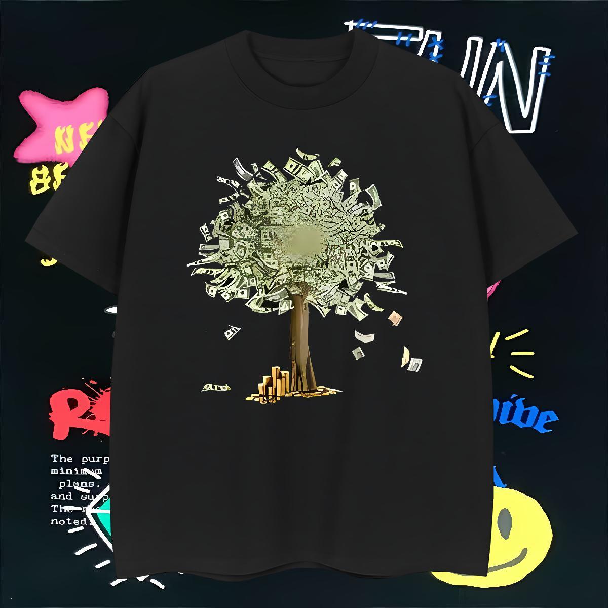 Designer Fashion T Shirts Men 230g Pure Cotton tree Street Clothes Breathable Short Sleeve Loose Fit Tshirt for Man Woman Oversized 4XL
