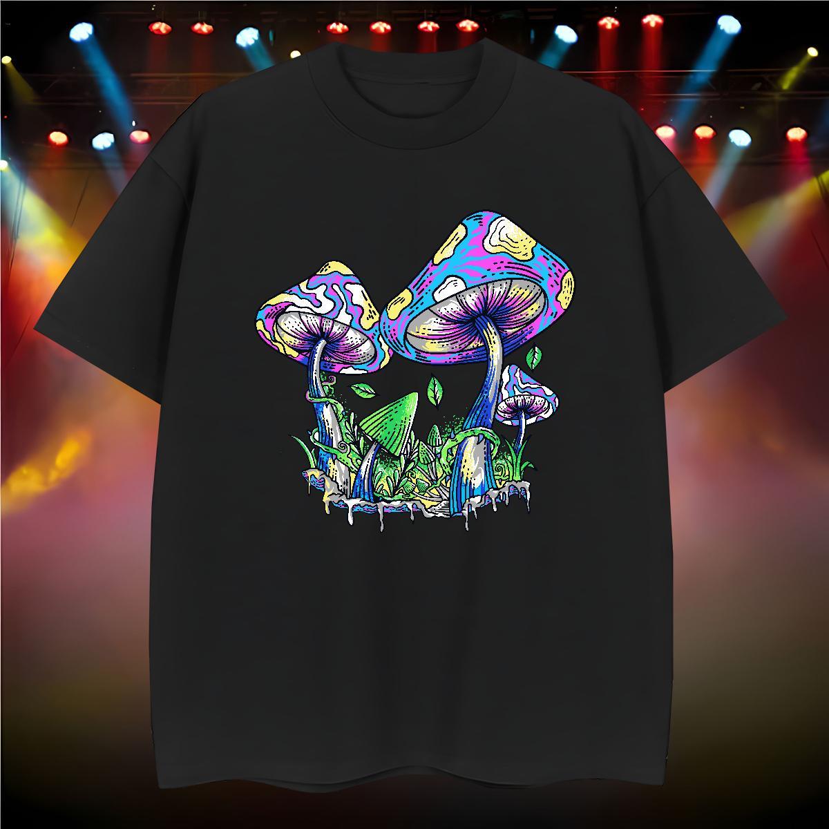 T Shirt For Man 230g Cotton mushroom Street wear Hip Hop Crew Neck DIY Logo Oversized Mens Tshirts Designer Fashion Cool Clothings