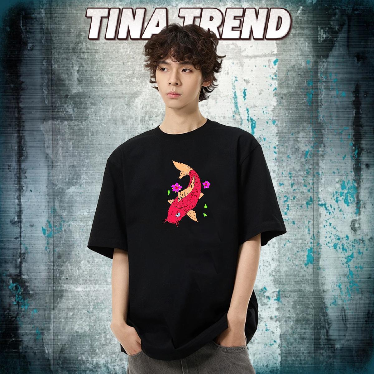 New Man T Shirts 230g Cotton fish Casual Daily Wear Tops Tees O Neck Short Sleeves TOP Quality Tshirt for Man Woman Custom Print Plus Size