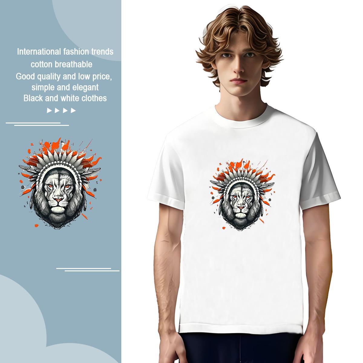 Soft Tshirt for Man Woman 230g 100% Cotton lion Mens T Shirts Hip Hop Street Crew Neck Plus Size Cartoon 2024 Designer Tops Shirt