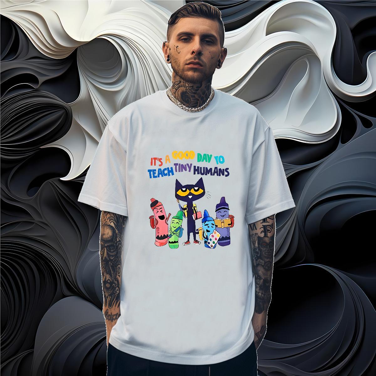 Mens T Shirts 230g 100% Cotton cat Casual Daily Wear Round Neck Short Sleeve Custom Print Plus Size Men Clothes T-Shirt New Designer Soft Tops Shirt