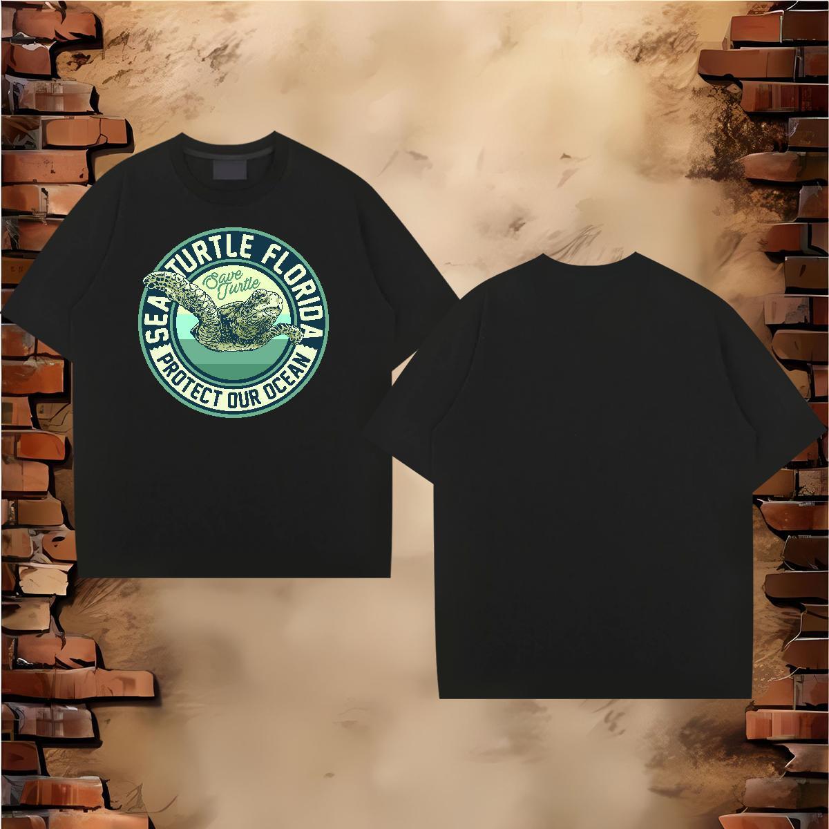 Fashion Casual Mens T Shirts 230g Cotton tortoise High Street Hip Hop Polos Breathable Short Sleeve Brand Couples T Shirts Plus Size Custom