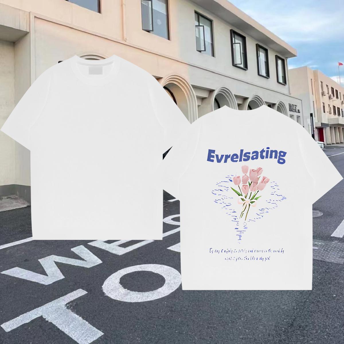Fashion Design T Shirt For Man 100% Cotton 230g flower Sports Casual Tops Pure Cotton Wholesale Tshirts Cartoon Print