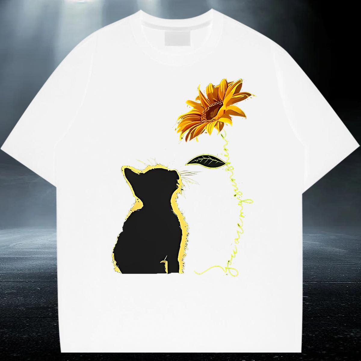 Free Shipping Men Tshirts 230g Pure Cotton Street cat Custom Anime Breathable Short Sleeve Wholesale T-Shirts Tops Shirt