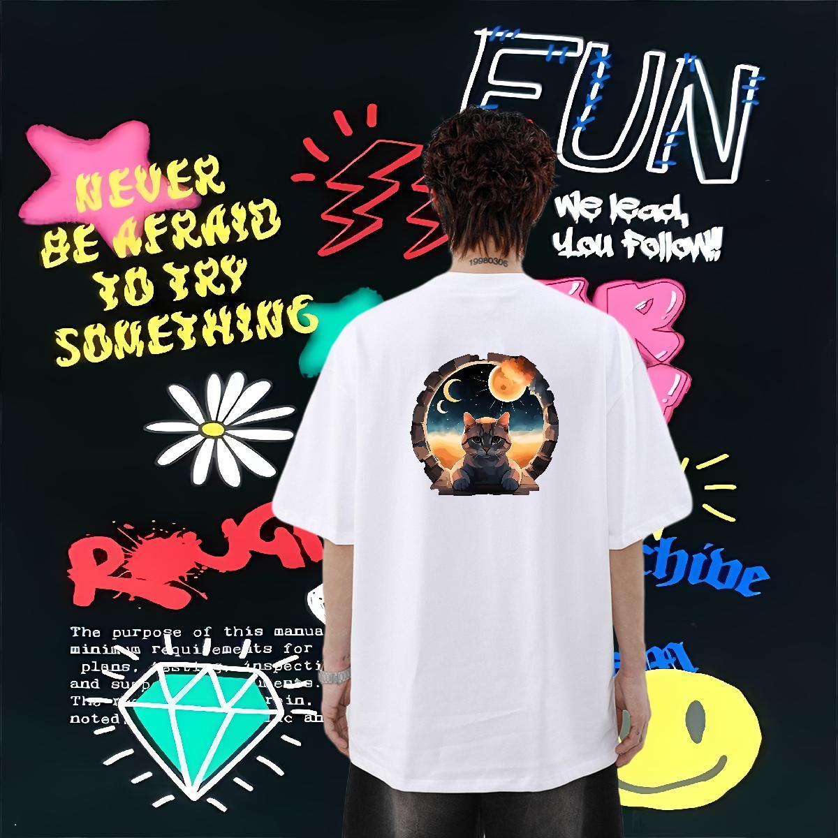 2024 T shirt 230g 100% Cotton Casual Daily Wear Clothes Round Neck Short Sleeve Cool Couples T Shirts DIY Printed