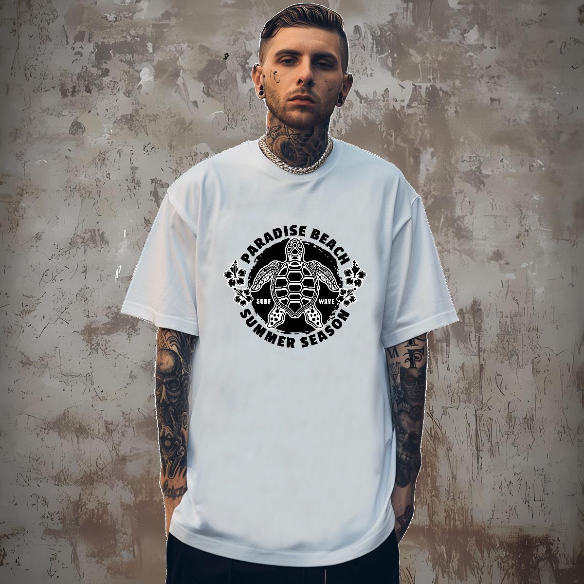 Men T Shirts 230g Pure Cotton tortoise Daily Wear Breathable Soft Plus Size Custom Men Tees Stylist Classic Tops