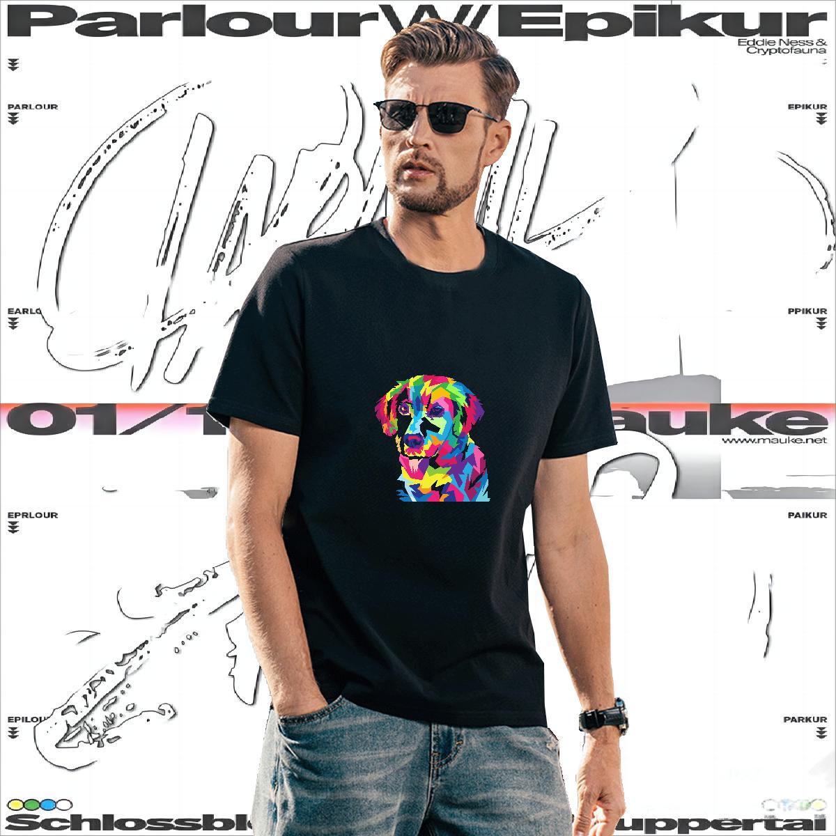 T shirt 230g 100% Cotton dog Casual Breathable Short Sleeve Customized Print Men Clothes T-Shirt Classic Loose Tees Shirts