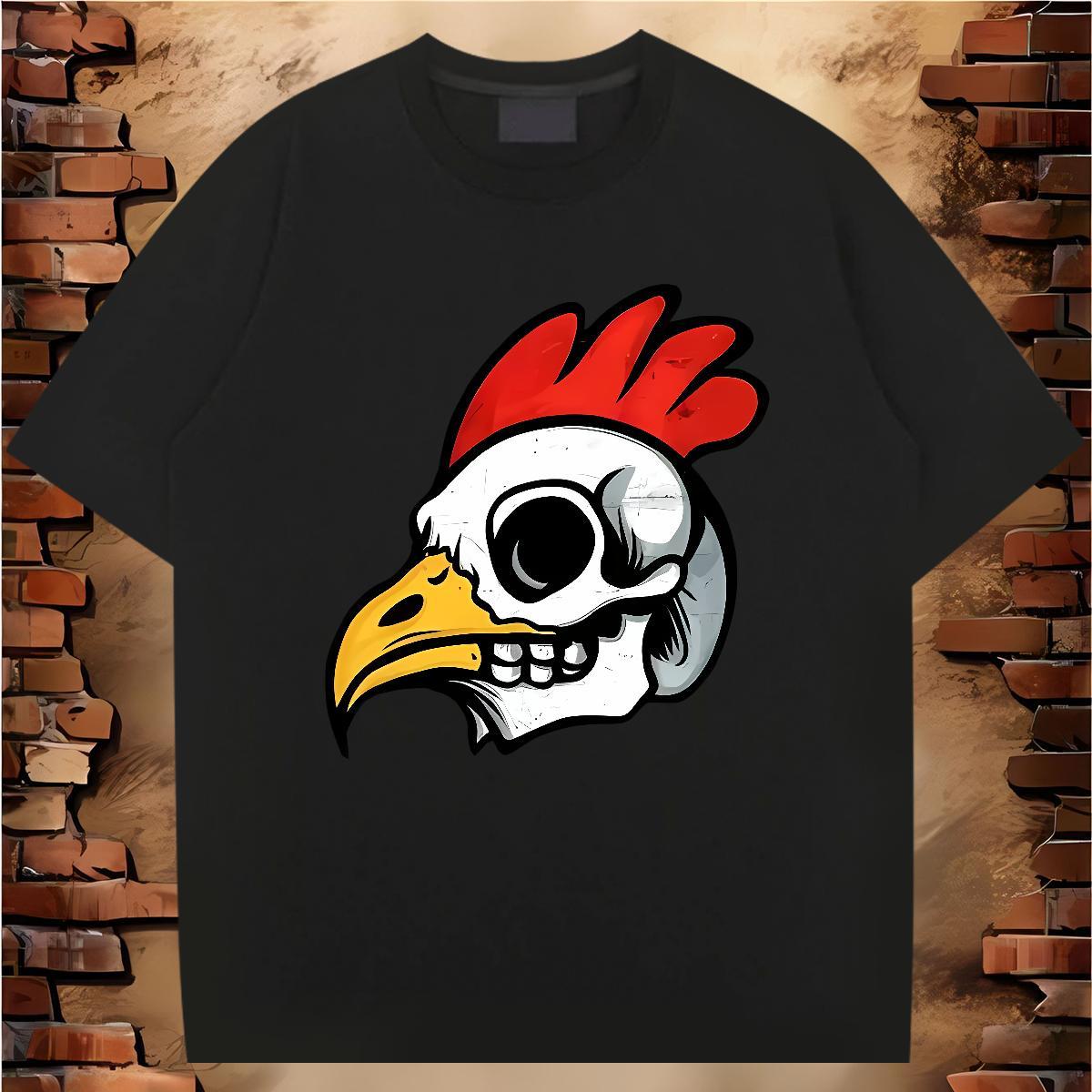 Men T Shirts 230g Pure Cotton chicken High Street Hip Hop Crew Neck Breathable Floral Print Men Clothes T-Shirt New Arrival Designer Wear