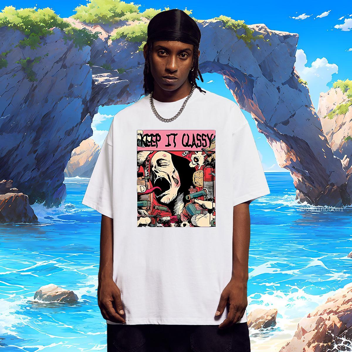 Mens T Shirts 230g Pure Cotton Terror Daily Outfit Short Sleeve Soft Custom Print Oversized Men Clothes T-Shirt New High Quality Wear