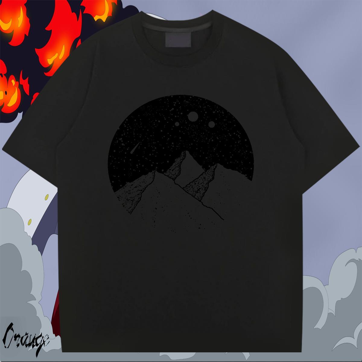 Cool Design Couples T Shirts 230g Pure Cotton Outdoor mountains Cartoon Printing L-4XL Breathable Crew Neck Fashion Design T shirt Tops Shirt