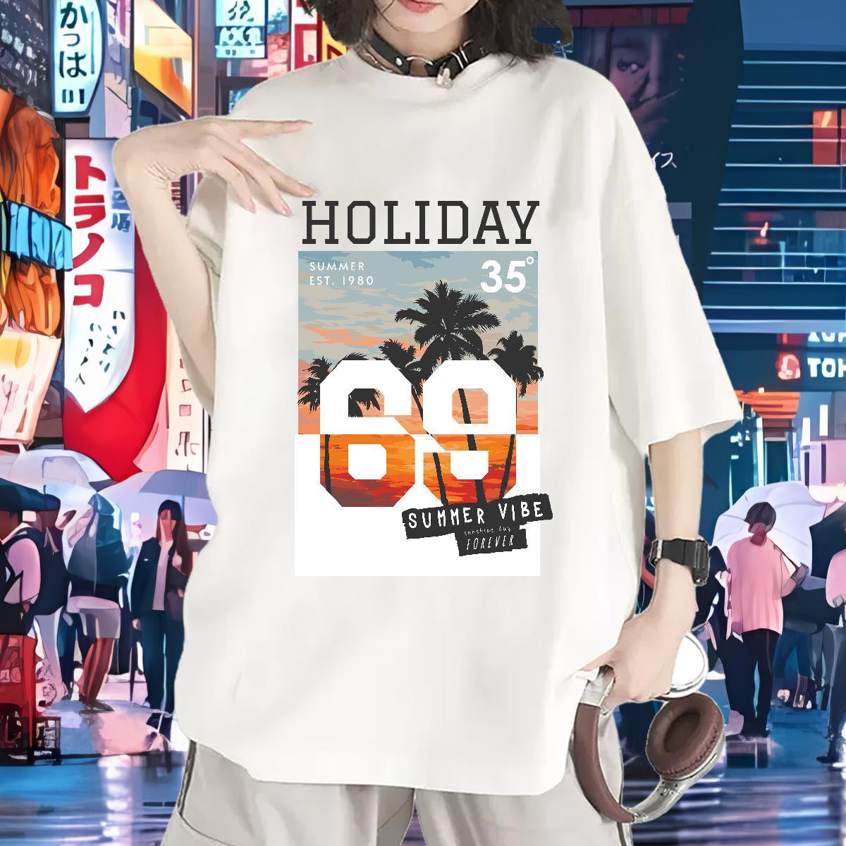 Wholesale Womens T Shirts O-Neck Short Sleeve Women Tshirts Custom Cartoon tree Sports Street Wear 230g Pure Cotton Stylist Tops