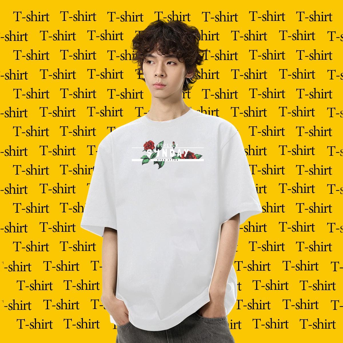 Fashion Design Man T Shirts 230g Pure Cotton ROSE Home Outdoor Tees Breathable Crew Neck Designer Mens Tshirts Floral Print