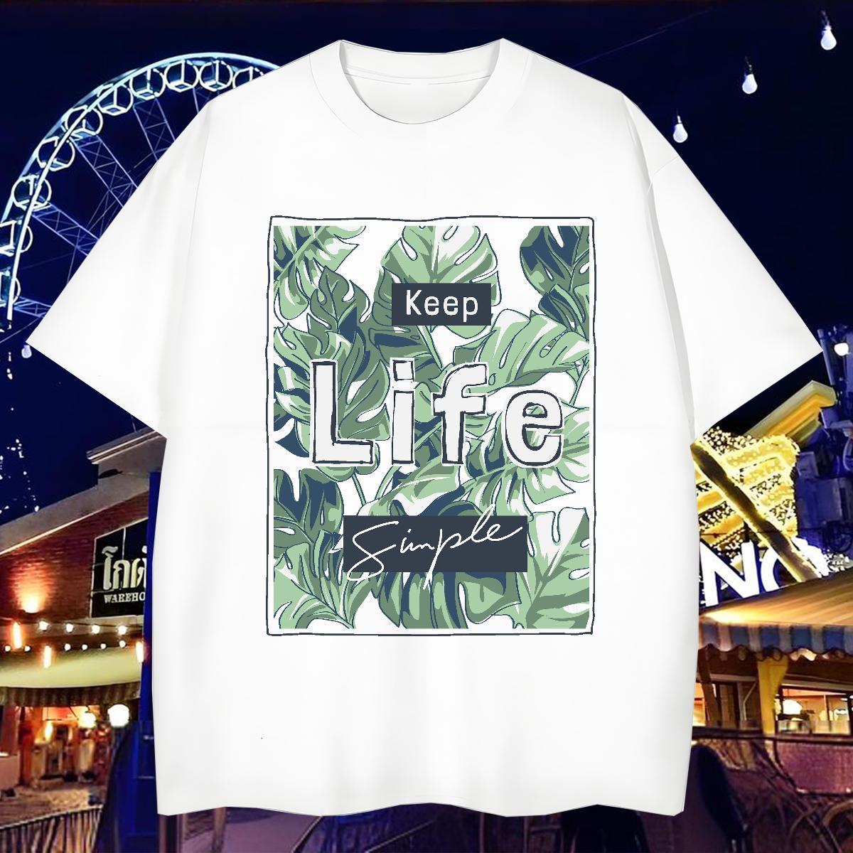 DIY Customized Mens T Shirts 100% Cotton 230g tree High Street Hip Hop Clothes Crew Neck Soft Men Tees Asian Size