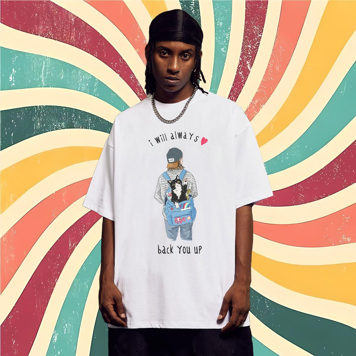 Brand Men T Shirts 230g 100% Cotton cat Beach Tshirts Crew Neck Breathable TOP Quality Men Tees Custom Printing