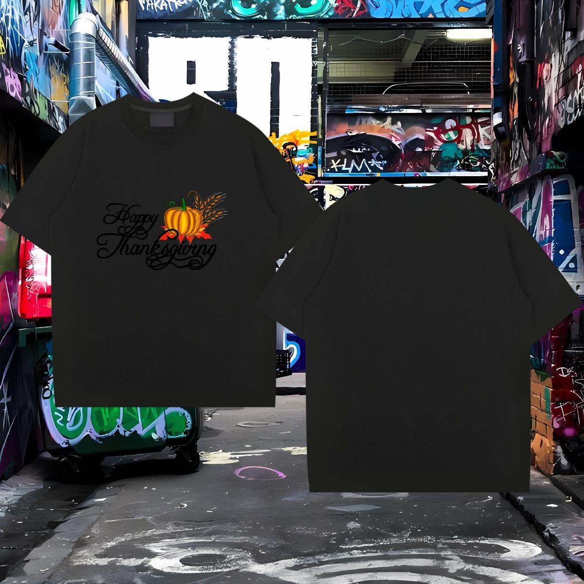 Fashion Designer T shirt 230g 100% Cotton pumpkin Street Casual Tshirts O Neck Short Sleeves Cool Men Clothes T-Shirt Custom Anime