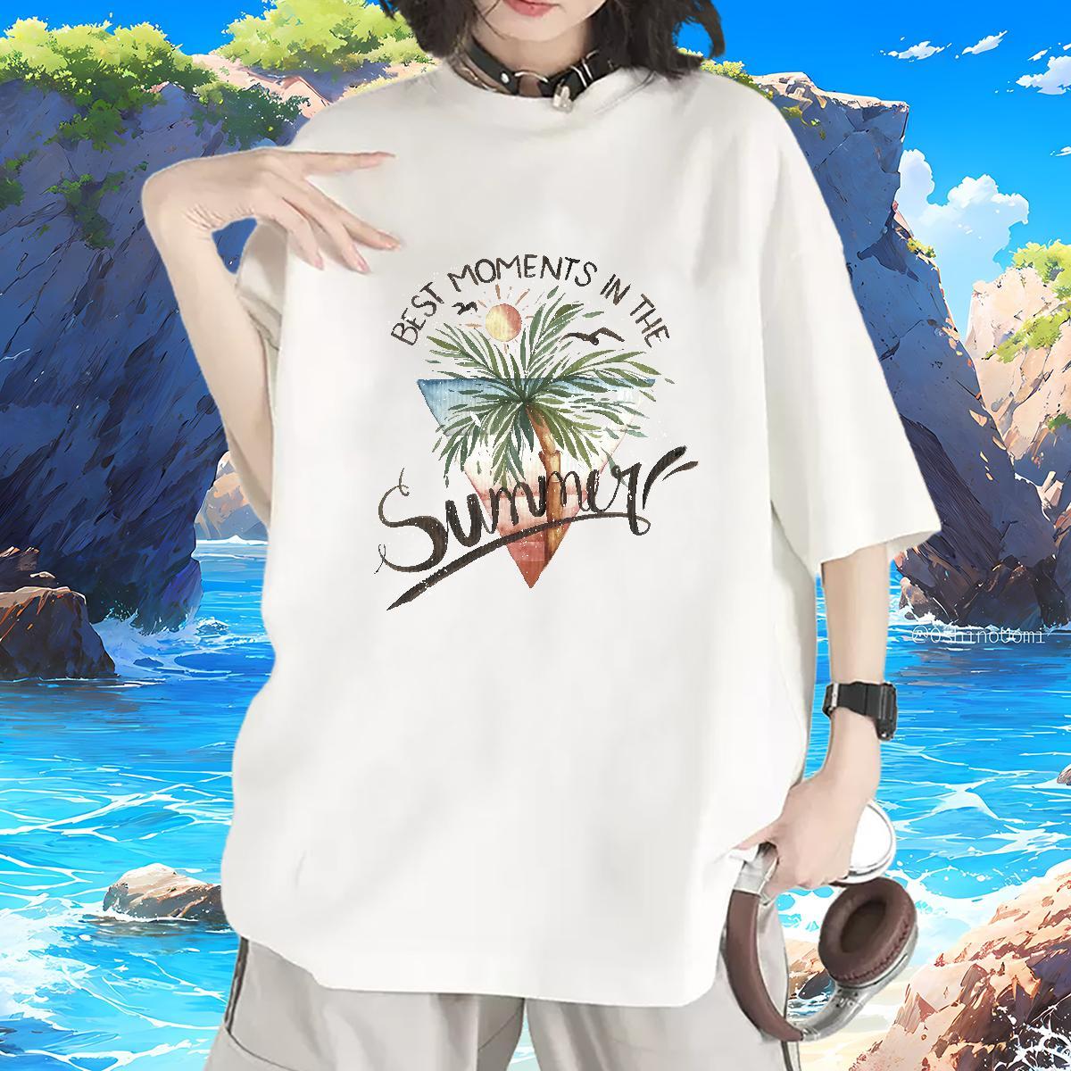 Brand T-Shirts Round Neck Short Sleeve Unisex Tshirts Anime tree Daily Wear 230g 100% Cotton Custom Clothes Shirt